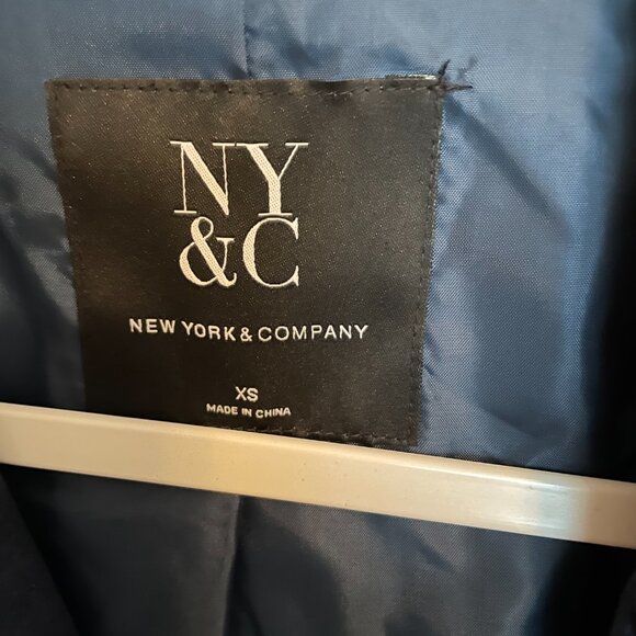 New York and Company, OVERSIZED Size XS (Fits Larger) Blue Faux-Suede Moto - Picture 7 of 13